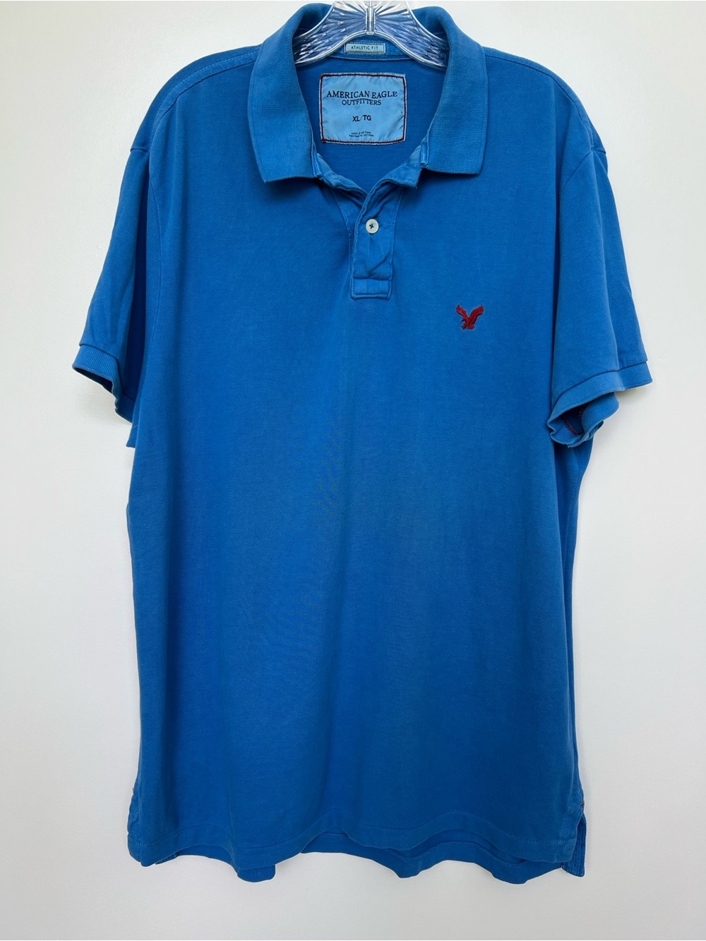 American Eagle Outfitters Men’s Royal Blue Polo with Red Embroidered Logo